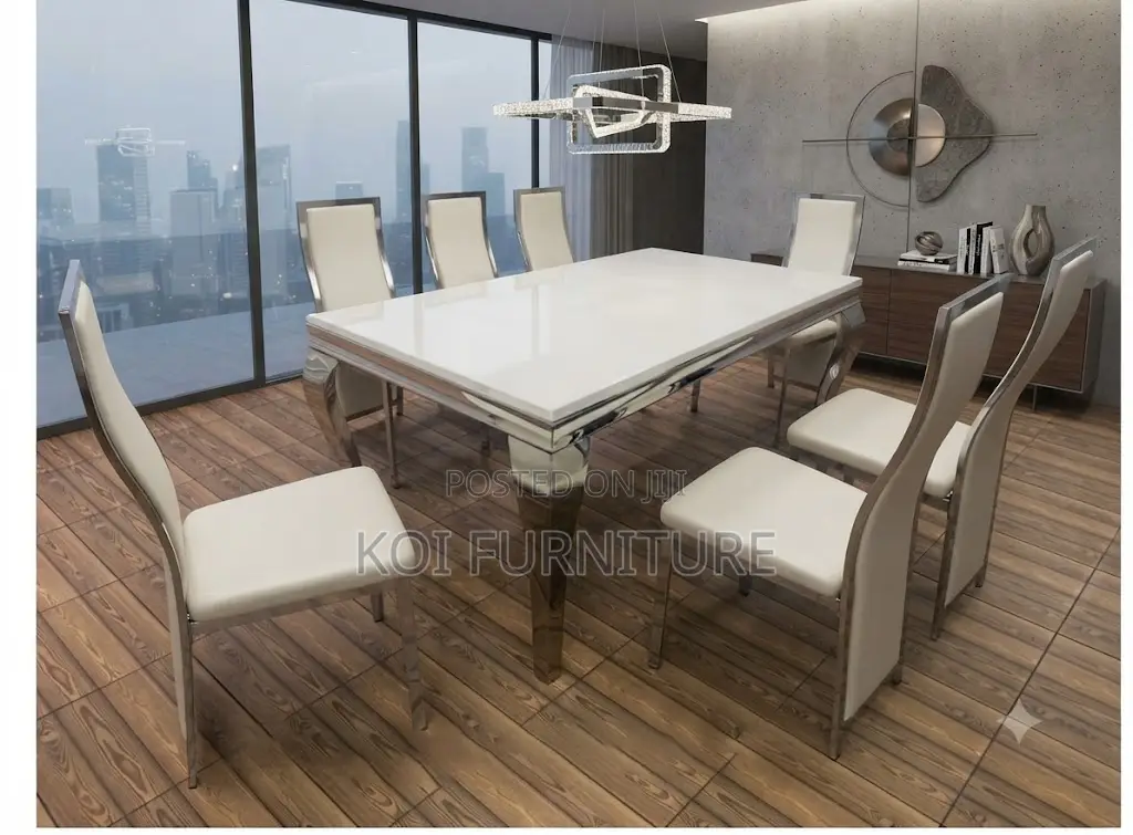 Dining Set; Six Seaters Home and Functional Golden Dining Set
