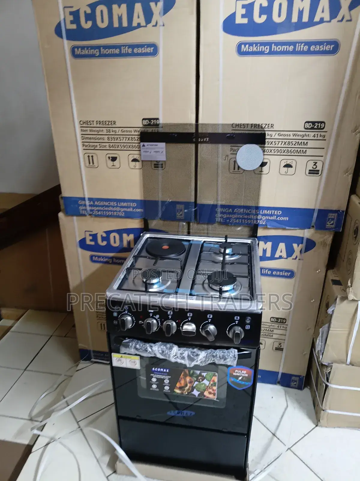 Ecomax 50x55 Standing Cooker – 3 Gas + 1 Electric