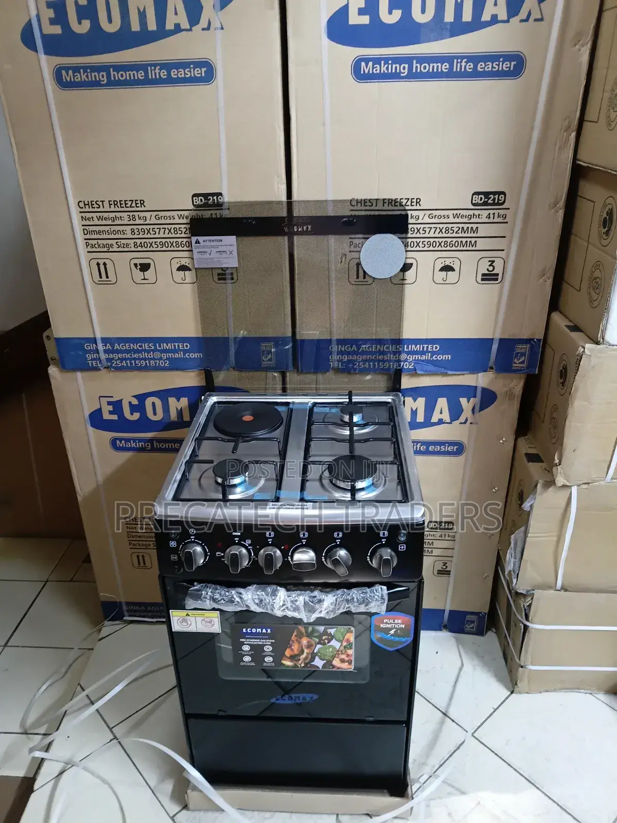 Ecomax 50x55 Standing Cooker – 3 Gas + 1 Electric