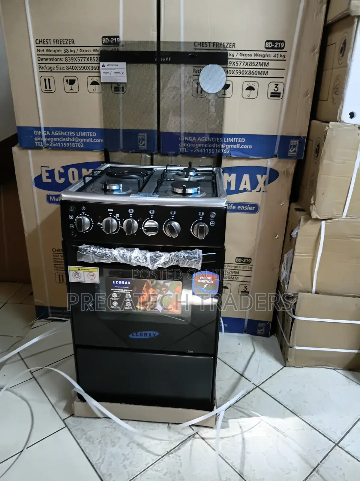 Brand New Ecomax 50x55 4 Burner Standing Cooker