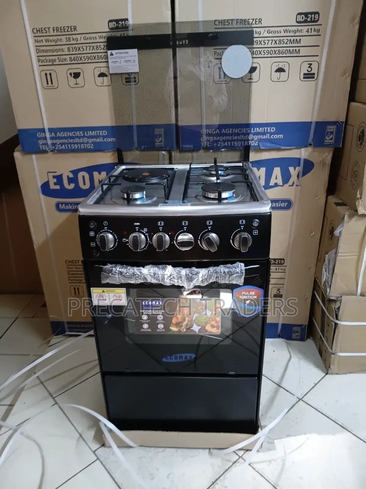 3+1 Ecomax 50x55 Freestanding Cooker – Black