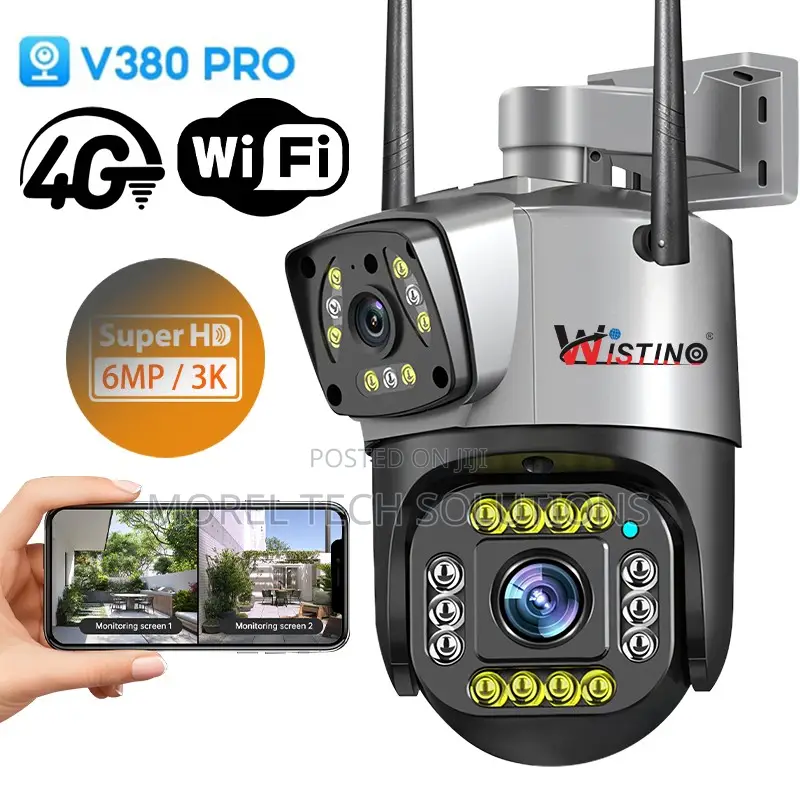 Wistino Dual-Lens 6mp Outdoor 4g/Wifi Pan-Tilt-Zoom Security Camera