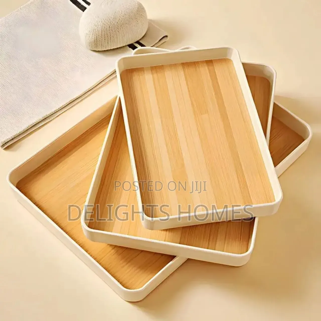 3pc Premium Wooden Serving Trays-Hg