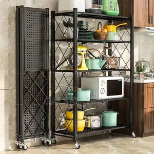5 Tier Foldable Kitchen Rack With Wheels
