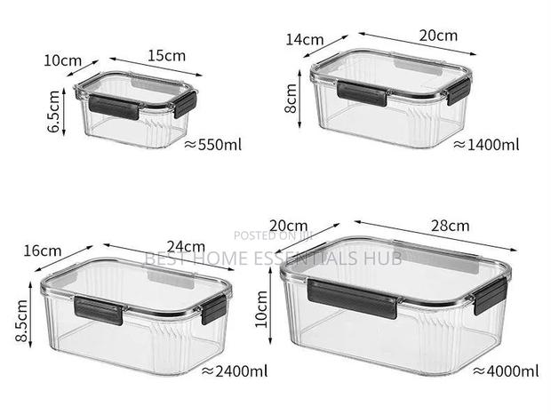 *4pcs \ Set Stackable Multipurpose Food Storage Containers Organizer - thumbnail 4