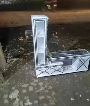 Modern Marble Finish Tv Stand With Display Shelves