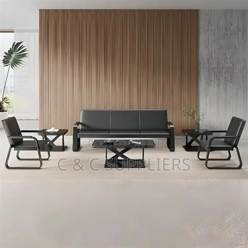 5-Seater Black Office Sofa Set
