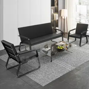5-Seater Black Office Sofa Set