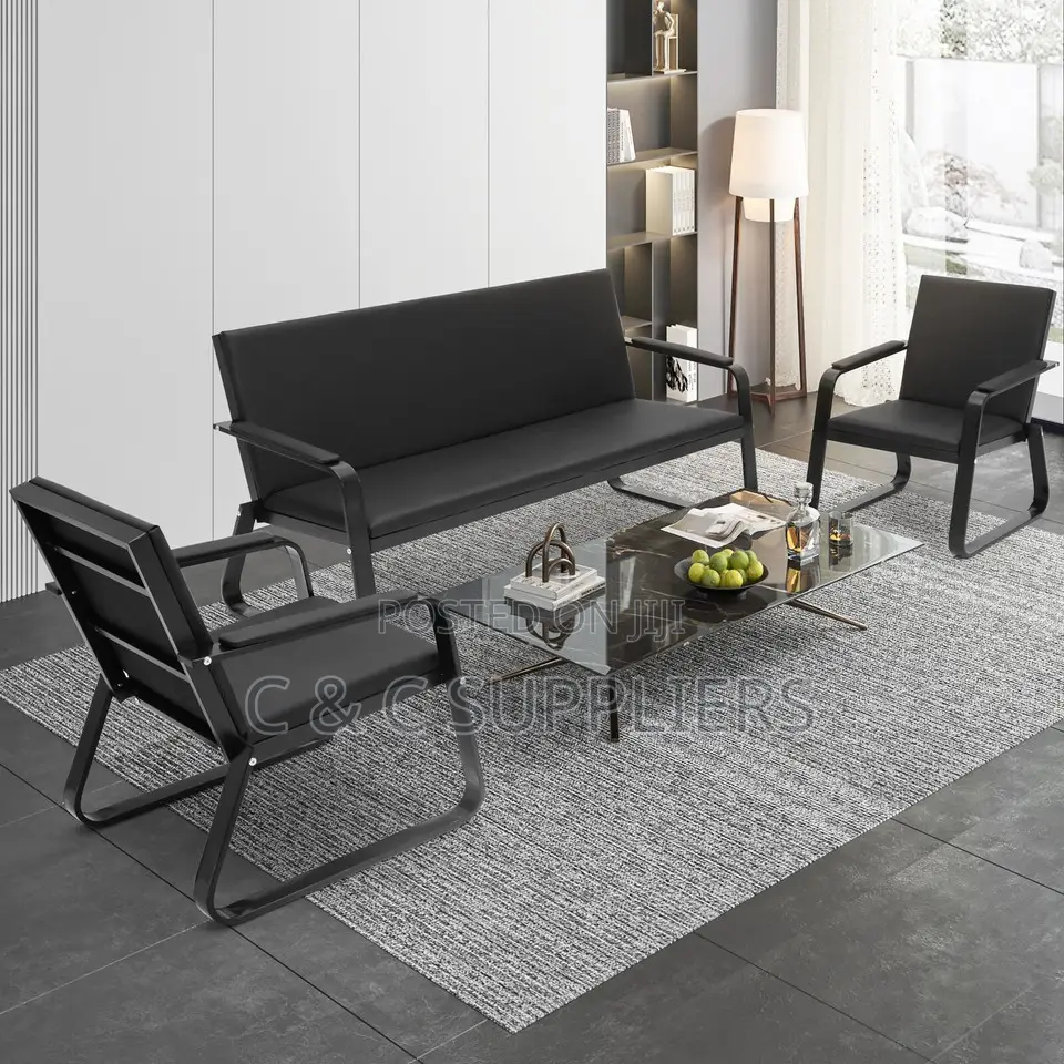 5-Seater Black Office Sofa Set