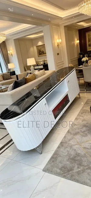 Modern Executive Tv Stand With Functional Electric Fireplace –