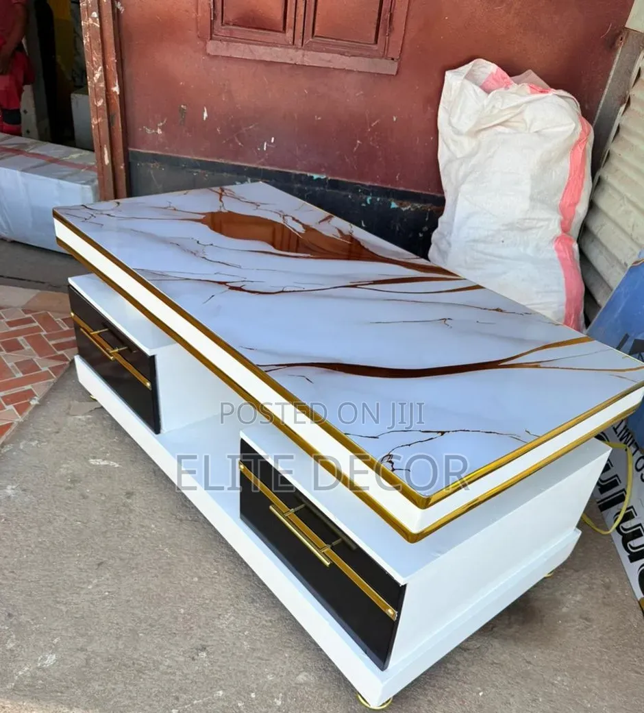Executive White Coffee Table With Premium Marble Top – Modern Luxury