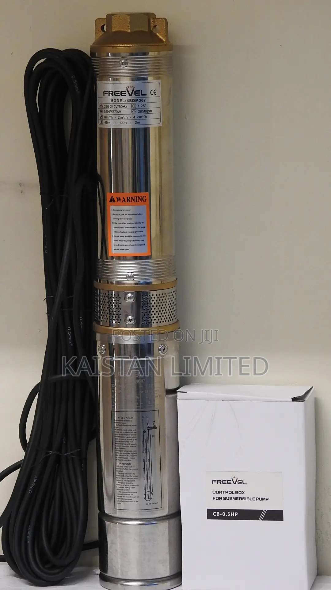 Freevel 0.5hp 4sdm307 Submersible Borehole Pump 49m Head