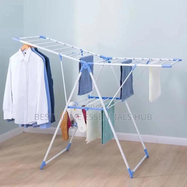 *Foldable Clothes Drying Rack With Hanger Rail - thumbnail 3