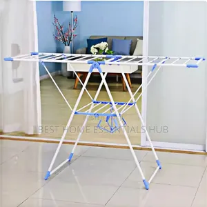 *Foldable Clothes Drying Rack With Hanger Rail