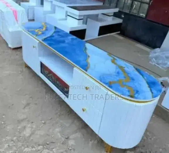 Luxury Marble Finish Tv Cabinet With Electric Fireplace