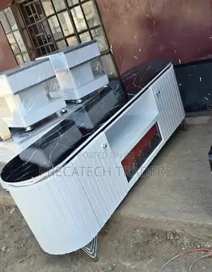 Luxury Marble Finish Tv Cabinet With Electric Fireplace