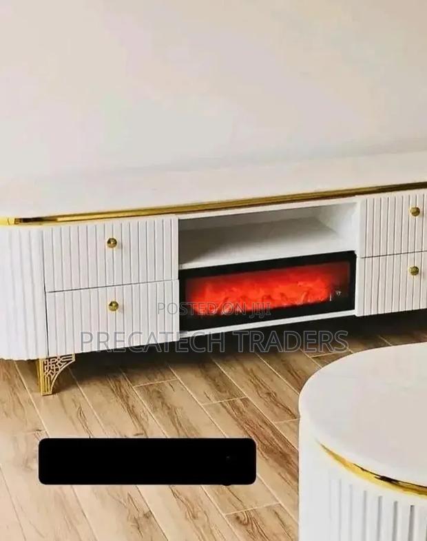 Tv Stand Elegant Entertainment Unit With Led Fireplace - thumbnail 2