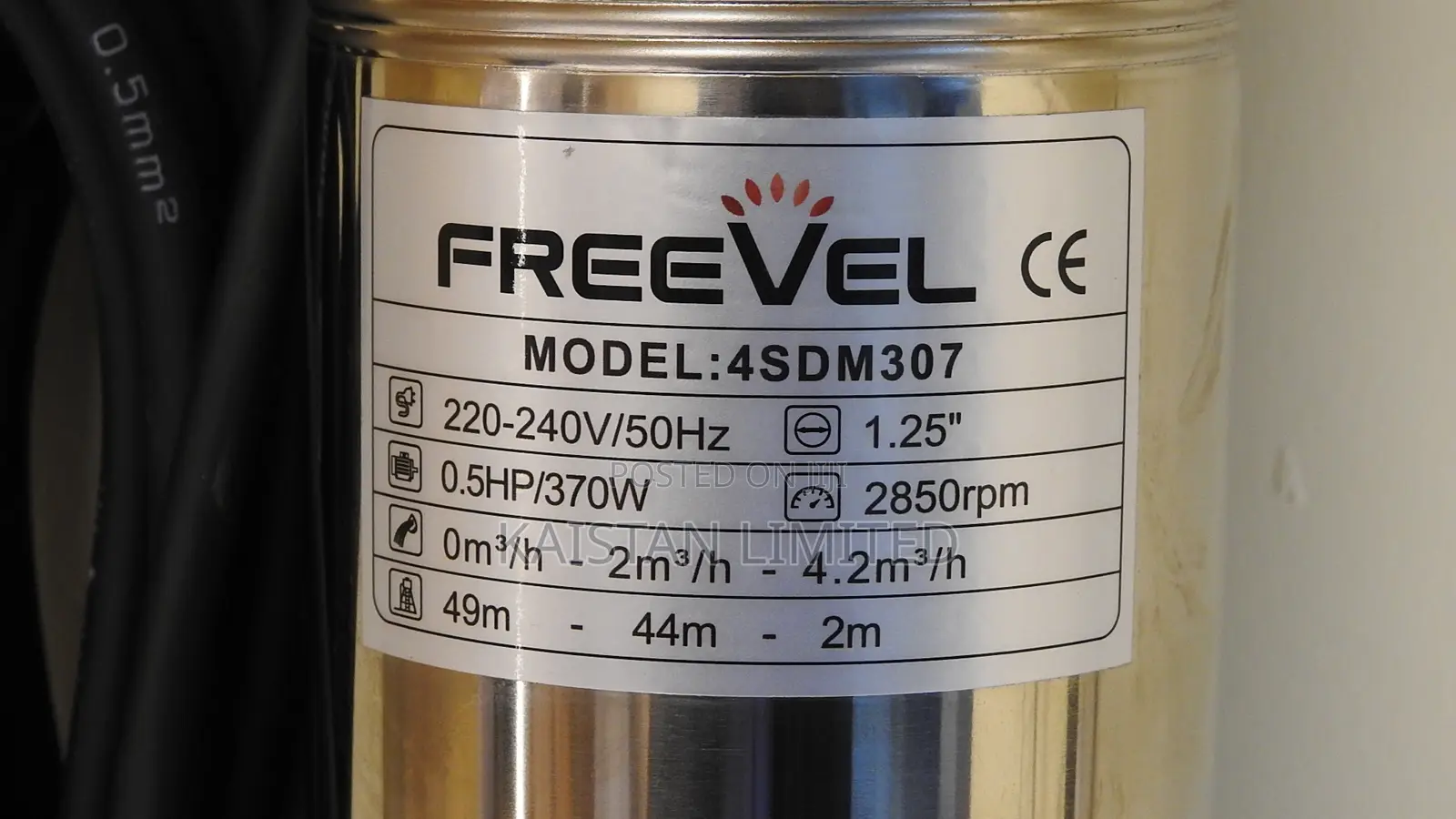 Freevel Electric Deepwell Submersible Water Pump 0.5hp / 4sdm307