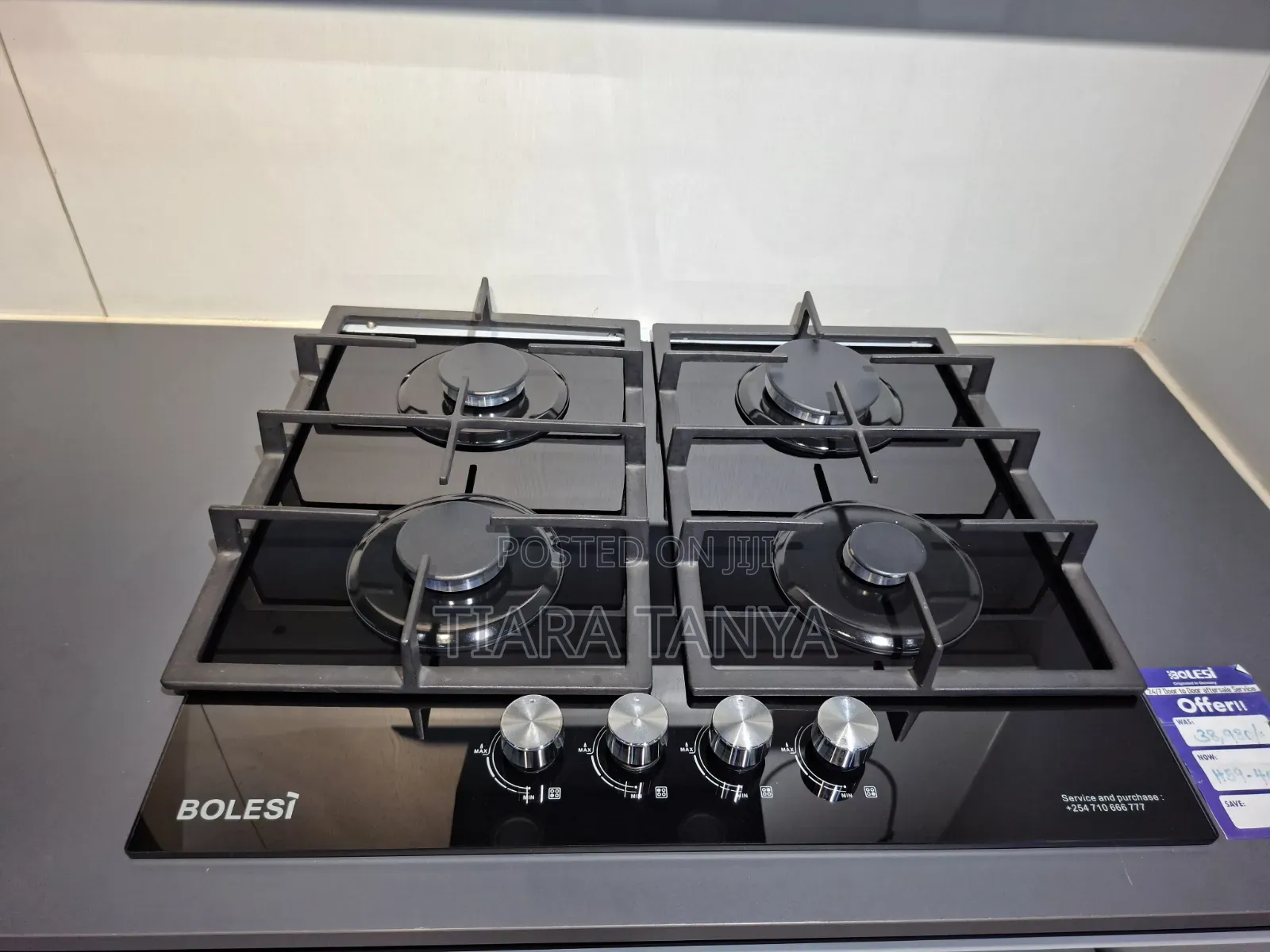 Bolesi 60cm 4 Burner Gas Glass Hob