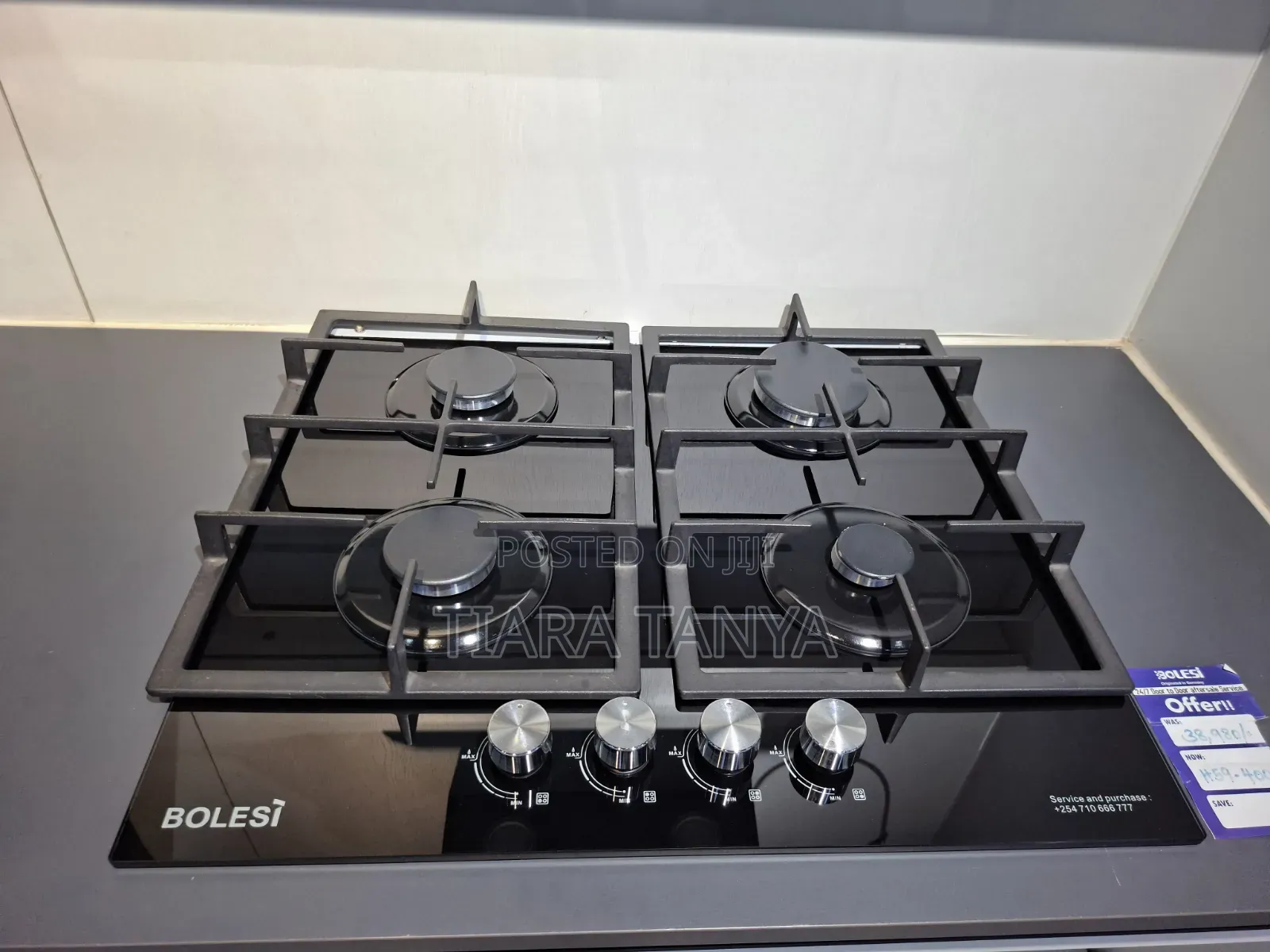 Bolesi 60cm 4 Burner Gas Glass Hob