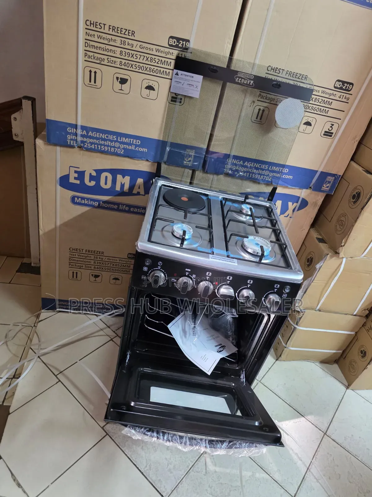 Ecomax 3 Gas Burner 1 Electric Hotplate Cooker With Oven