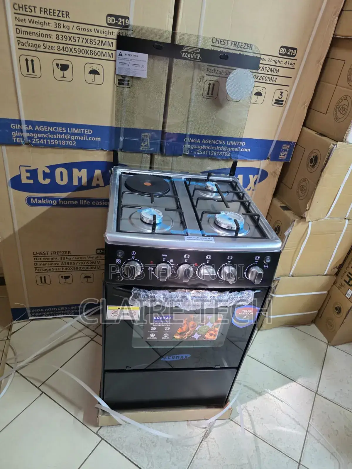 Ecomax 3+1 Free Standing Cooker – 3 Gas Burners 1 Electric Plate