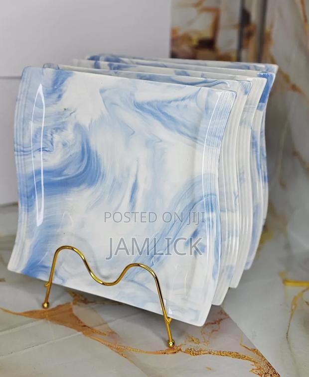 Marble Blue 6-Piece Ceramic Plate Set - Jf