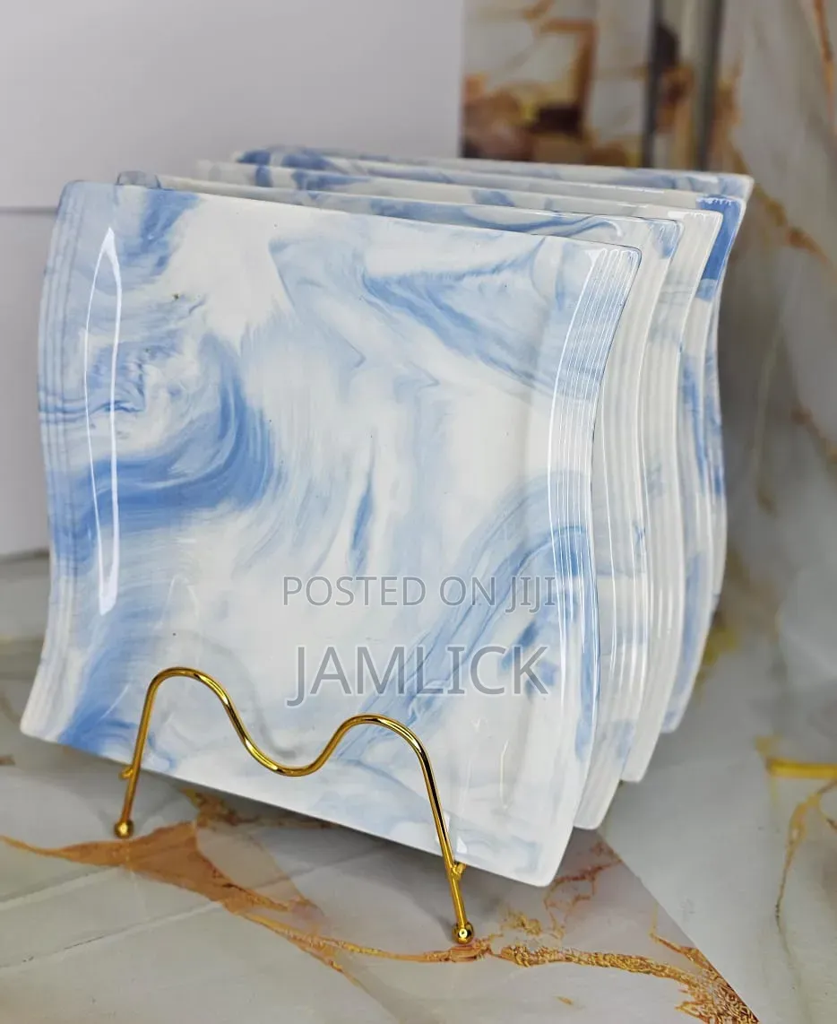 Marble Blue 6-Piece Ceramic Plate Set - Jf