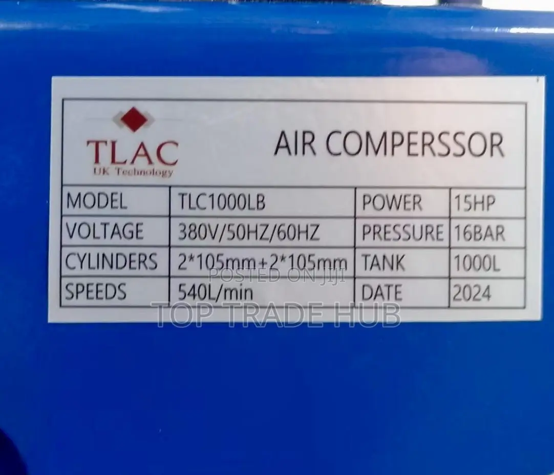 Commercial Tlac Electric Air Compressor 1000l 540l/Min 15hp 16bar
