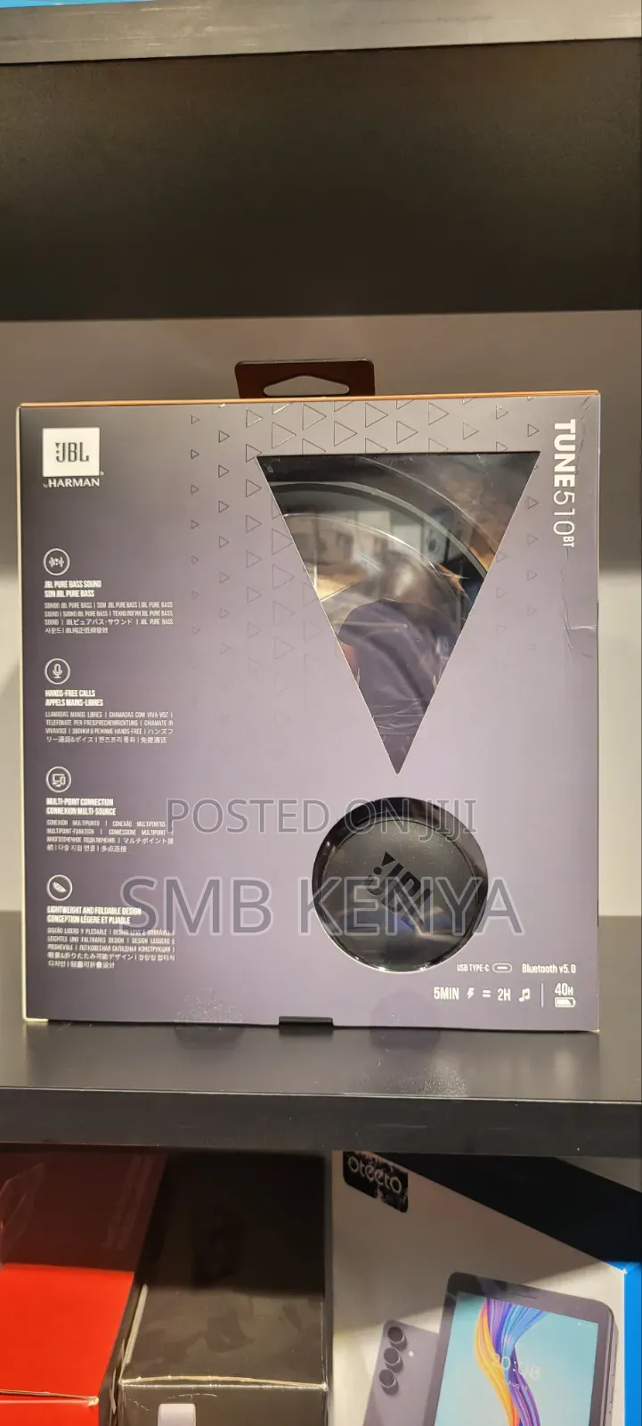 JBL Tune 510bt Wireless on-Ear Headphones With Purebass Sound – Black