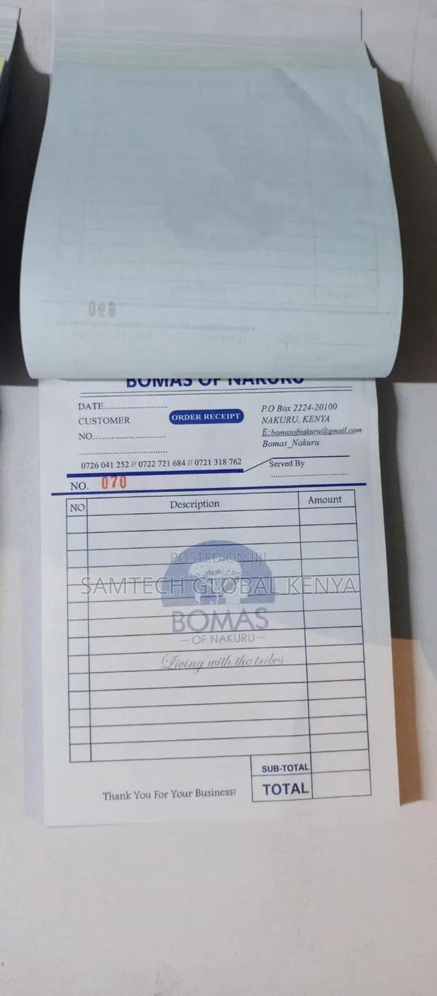 Receipt Books Available - main view