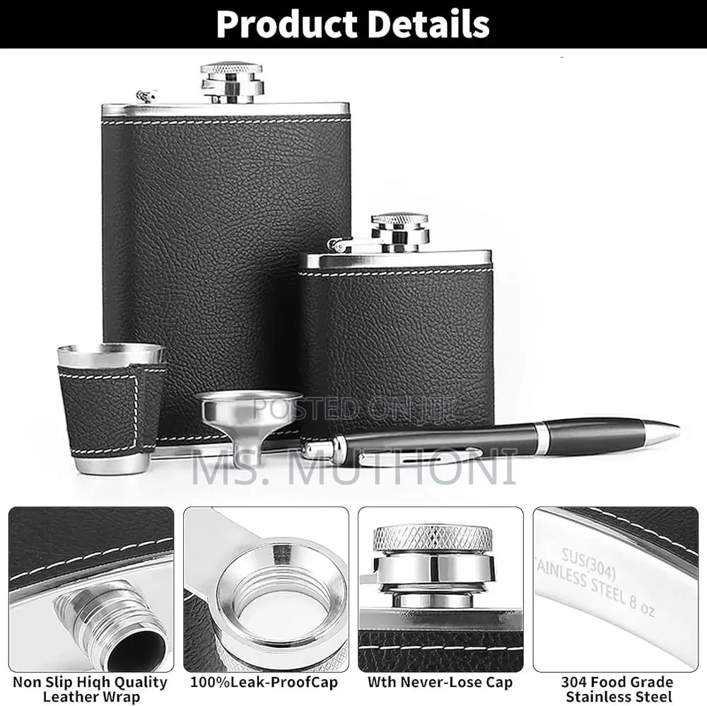 Premium Leather-wrapped Flask Men’S Gift Set