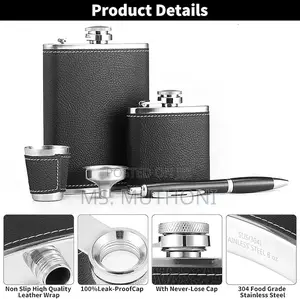Premium Leather-wrapped Flask Men’S Gift Set
