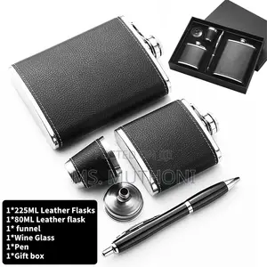 Premium Leather-wrapped Flask Men’S Gift Set
