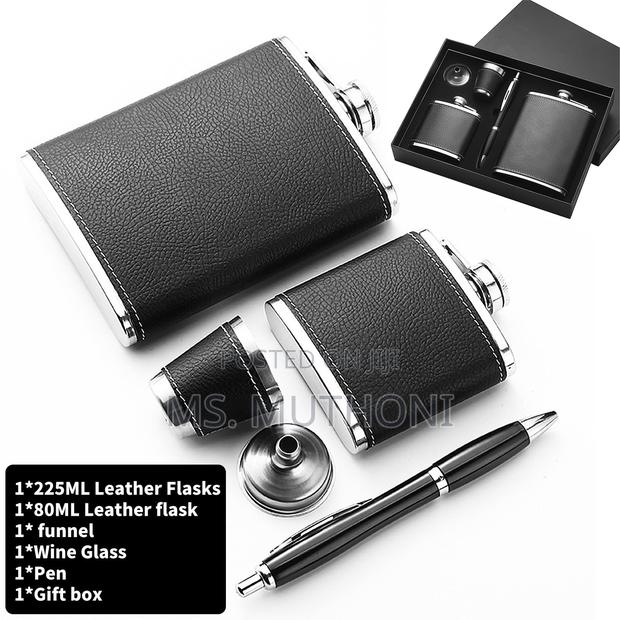 Premium Leather-wrapped Flask Men’S Gift Set