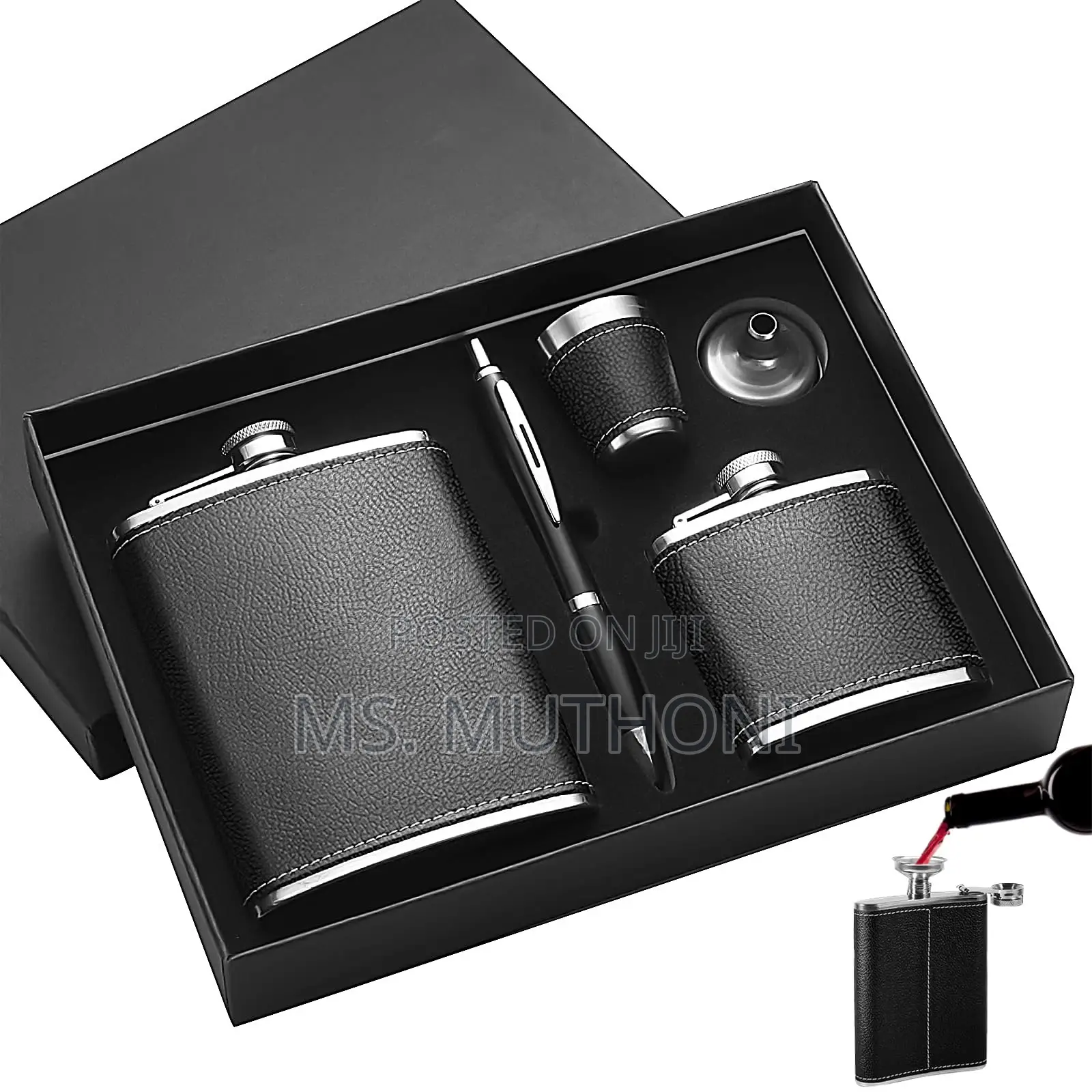 Premium Leather-wrapped Flask Men’S Gift Set