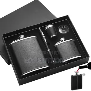 Premium Leather-wrapped Flask Men’S Gift Set
