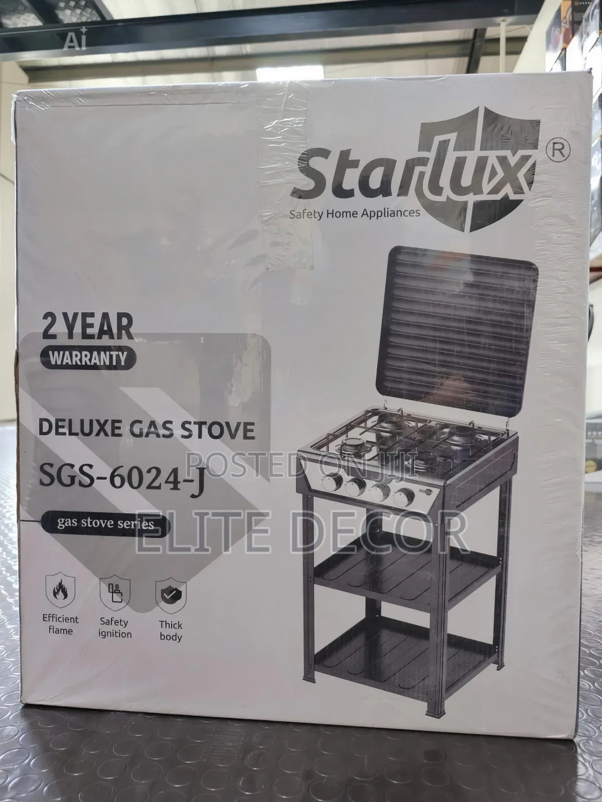Starlux 4 Burner Gas Cooker With Shelves – Modern Kitchen Appliances