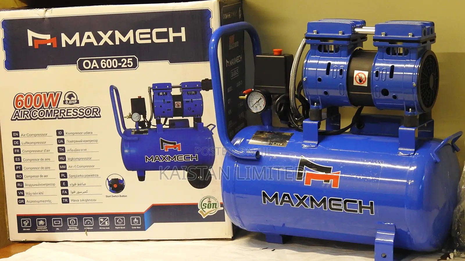 Maxmech 25l Silent Electric Air Compressor – 650w Heavy Duty Pump