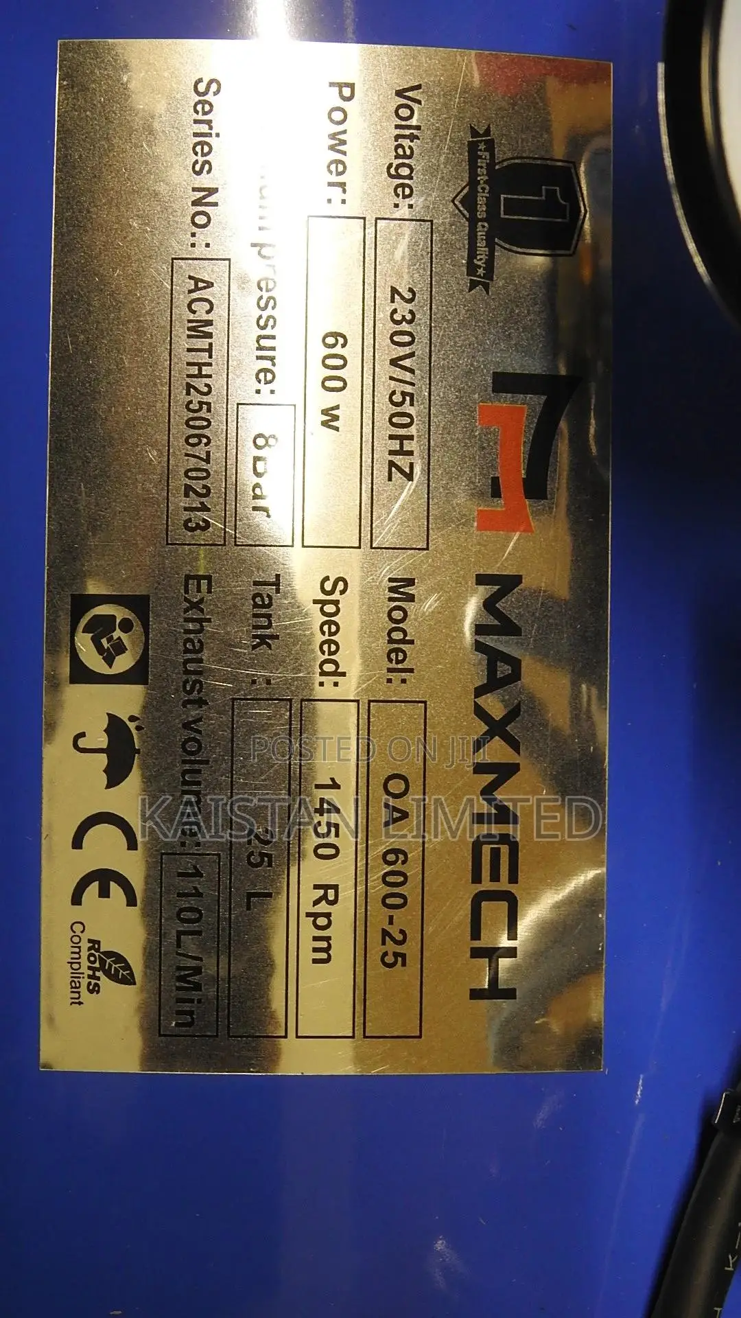 Maxmech 650w Low Noise Silent Air Compressor – 25l Oil-Free Tank