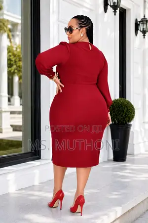 Sophisticated Wrap-Style Bodice Ladies Dress (Sizes M-4xl(44-52)