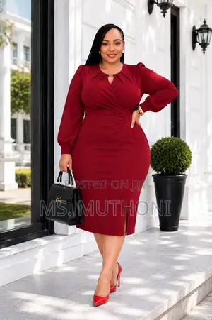 Sophisticated Wrap-Style Bodice Ladies Dress (Sizes M-4xl(44-52)
