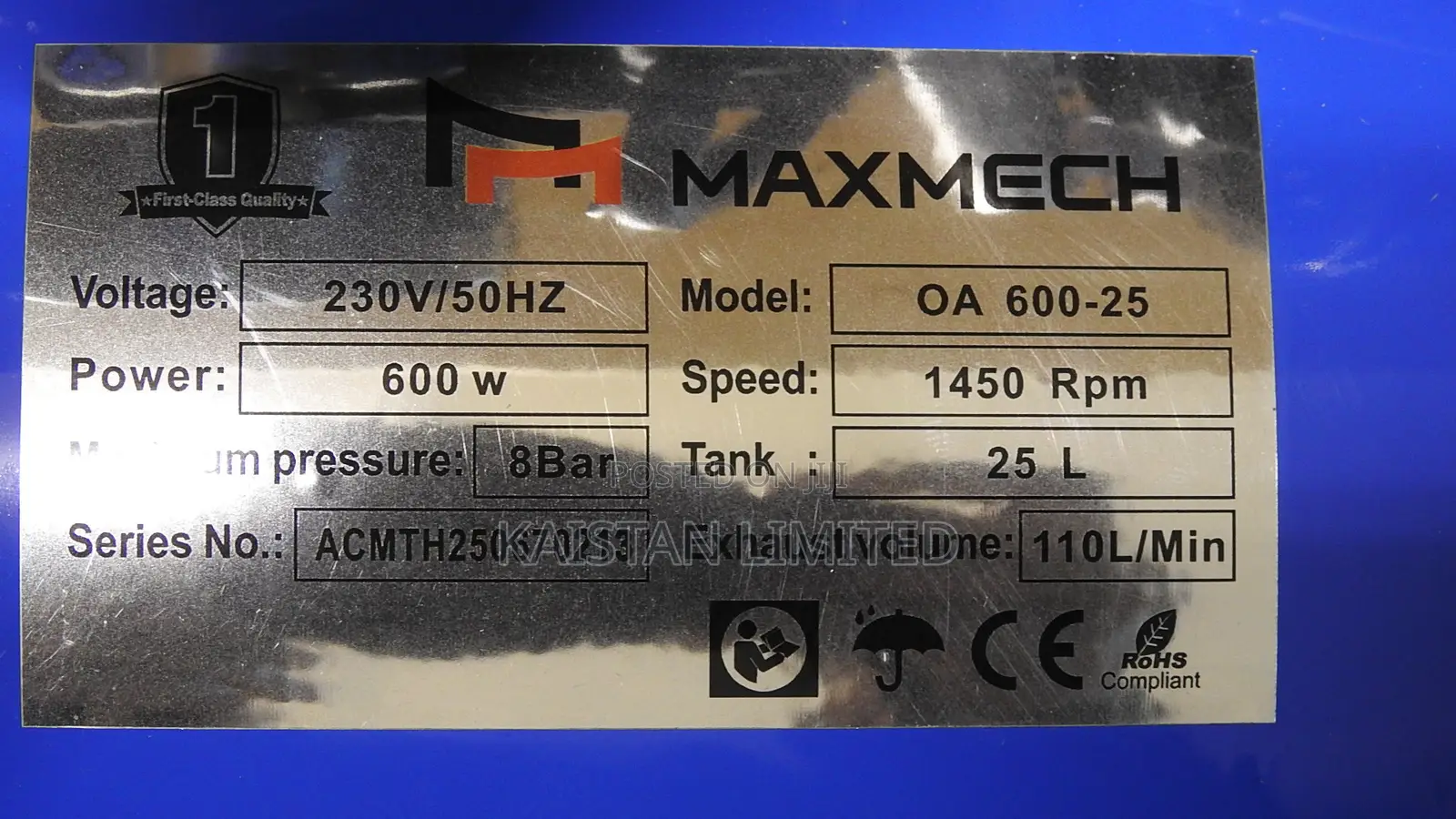 Maxmech 25l Silent Air Compressor 650w – Perfect for Indoor Workshops