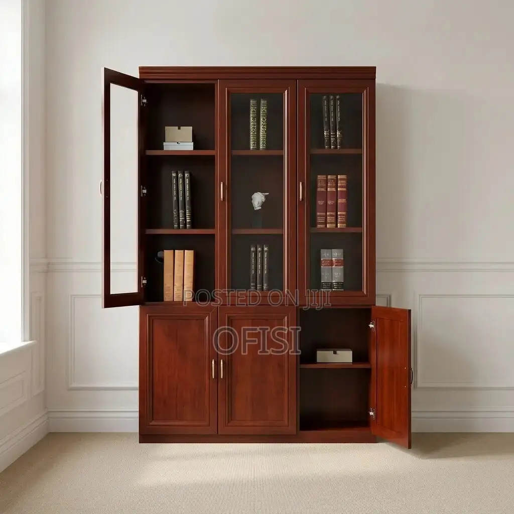 Office Cabinet; Three-Door Wooden Bookshelf