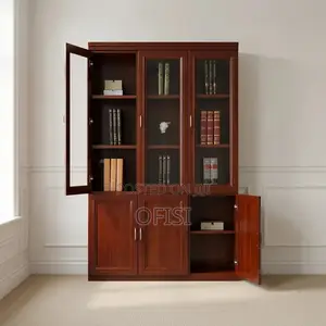 Office Cabinet; Three-Door Wooden Bookshelf