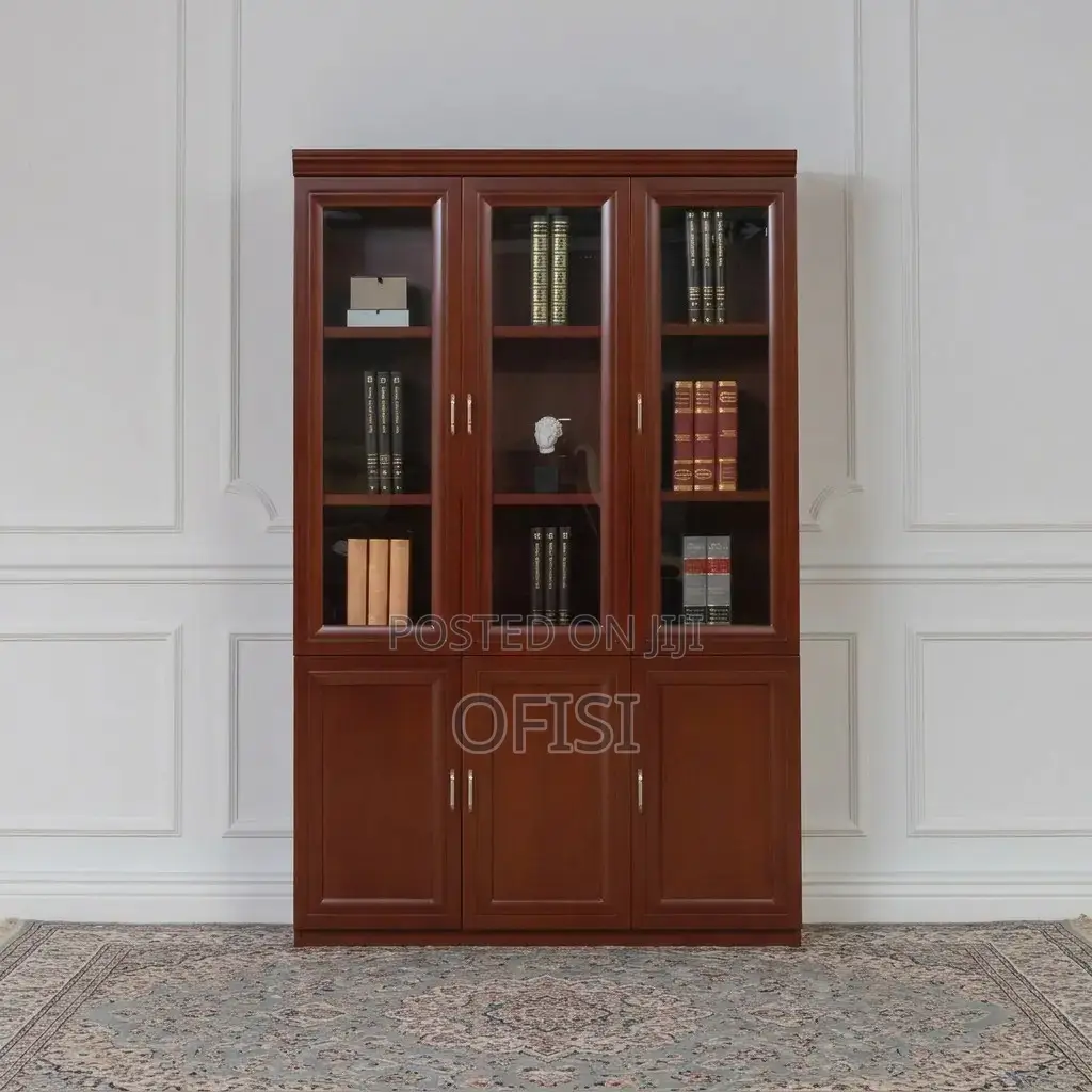 Office Cabinet; Three-Door Wooden Bookshelf