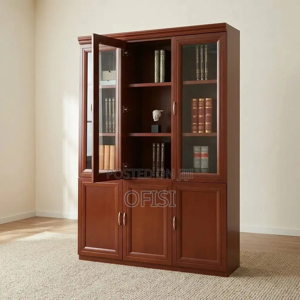 Office Cabinet; Three-Door Wooden Bookshelf