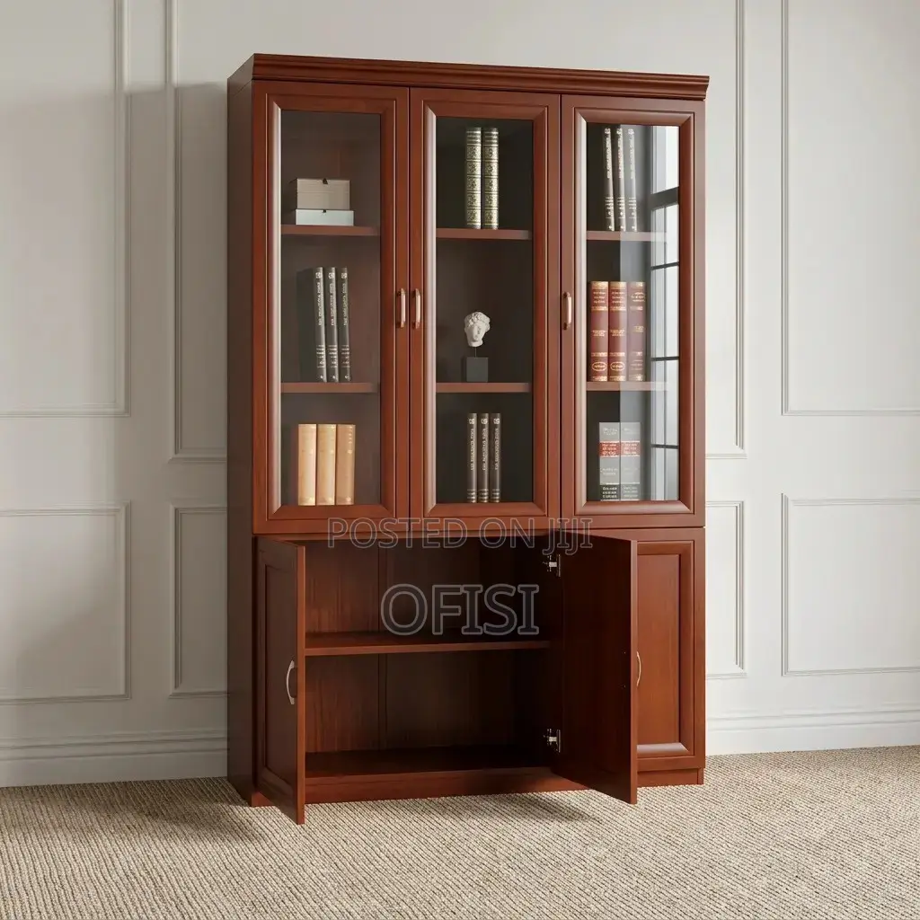 Office Cabinet; Three-Door Wooden Bookshelf