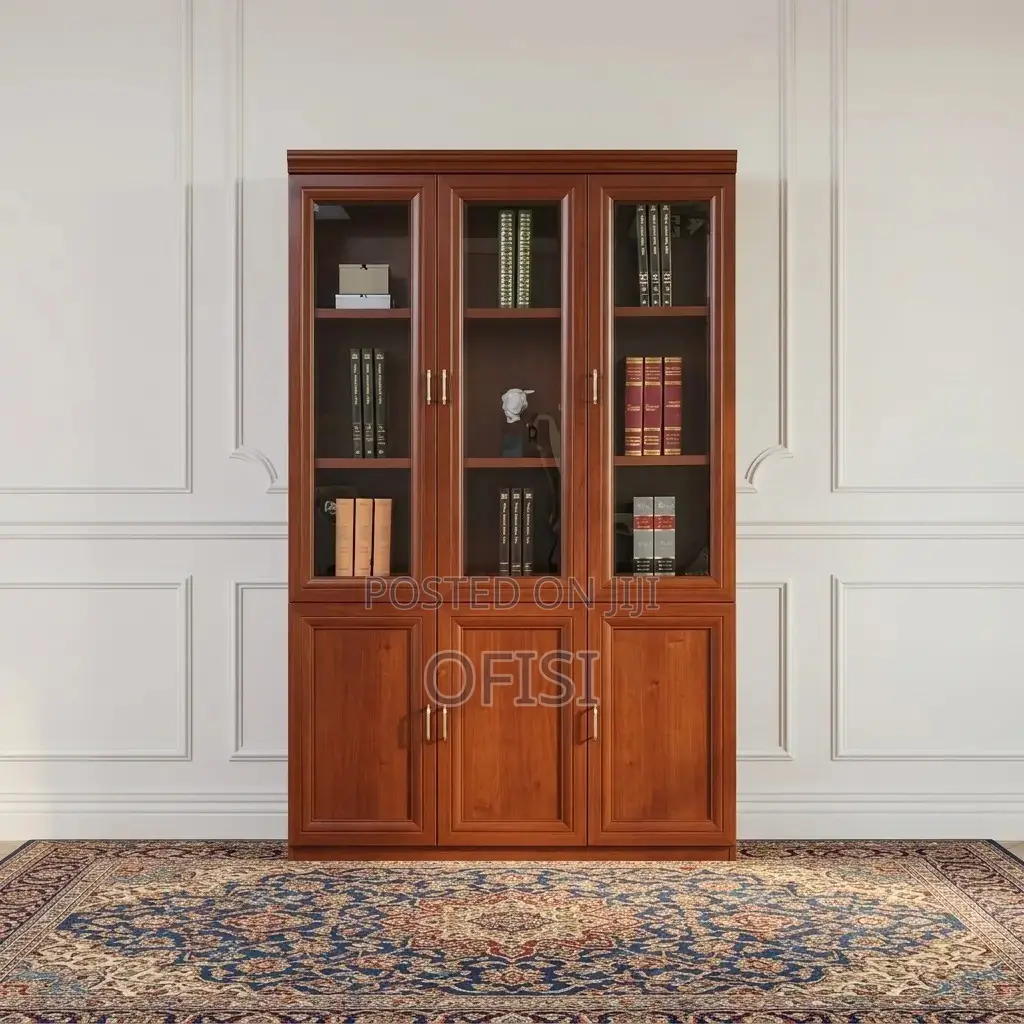 Office Cabinet; Three-Door Wooden Bookshelf