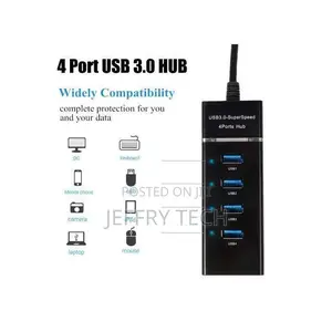Usb Hub 3.0 Super-Speed 30cm for Desktop Laptop 4port-Black